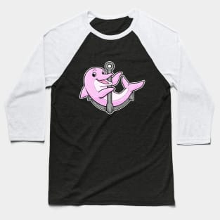 Dolphin with Anchor Baseball T-Shirt